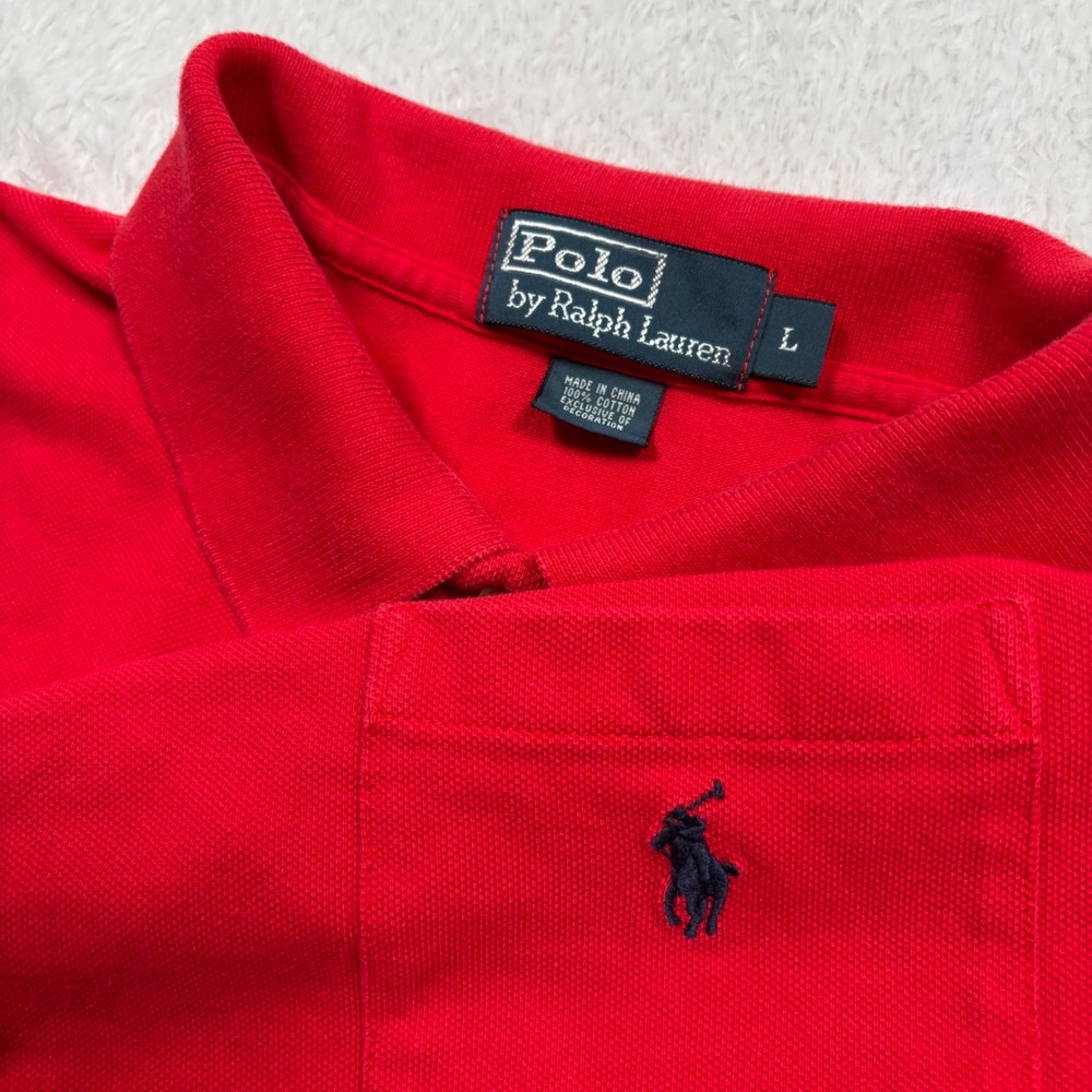 Polo Ralph Lauren Polo Shirt Men L Red Short Sleeve Pocket PONY LOGO Preppy Golf